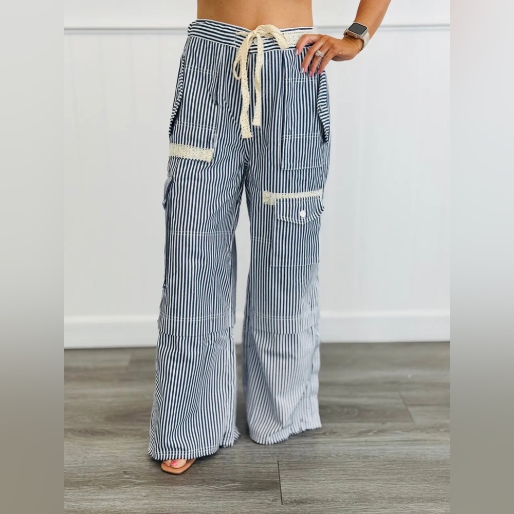 POL “ Threadway Twill “ Denim Cargo Pants | Denim Stripe - Picture 4 of 5